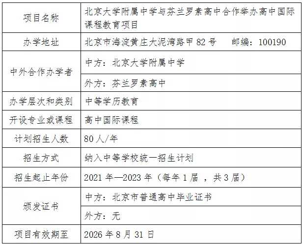 北京大學附屬中學與芬蘭羅素高中繼續合作舉辦高中國際課程教育項目